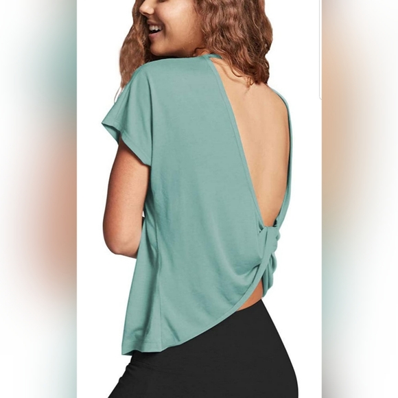 Workout Shirts Cute Short Sleeve Crop Tops - Picture 2 of 4